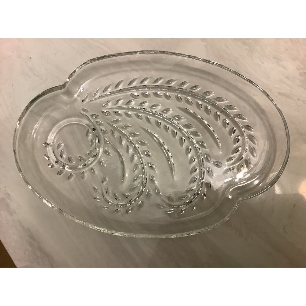 Vintage Federal Glass lunch tray wheat pattern